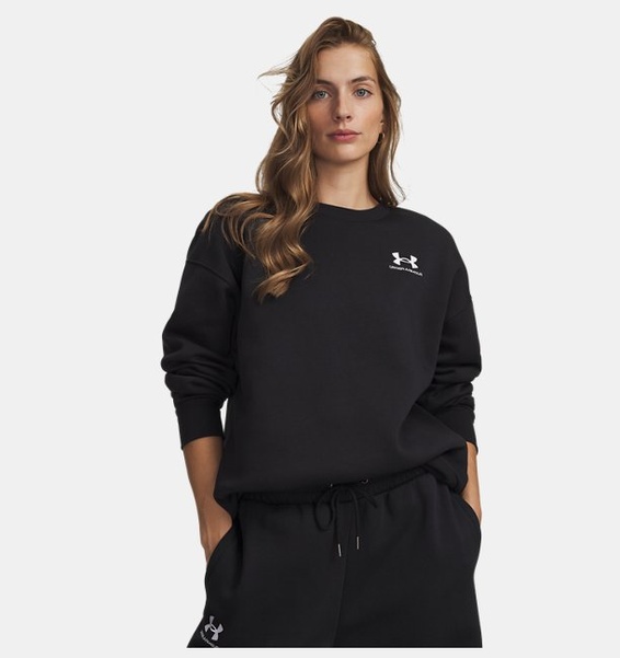 Siyah Kadın UA Icon Fleece Oversized Bisiklet Yaka Sweatshirt