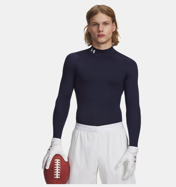 Lacivert Erkek UA HeatGear Armour Compression Mock Uzun Kollu T-shirt