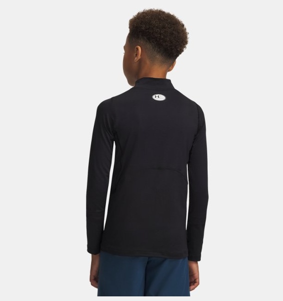 Siyah Çocuk UA HeatGear Armour Mock Uzun Kollu T-shirt