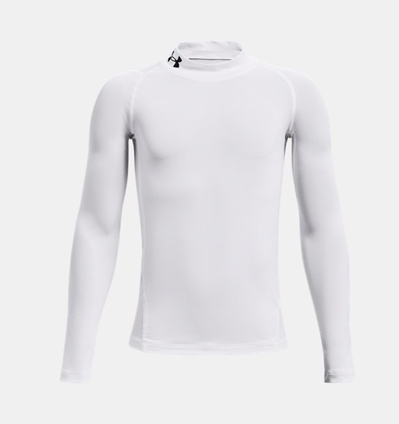 Beyaz Çocuk UA HeatGear Armour Mock Uzun Kollu T-shirt