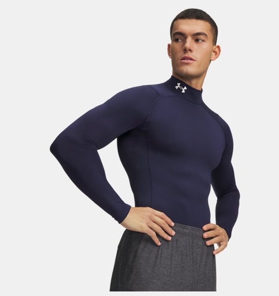 Mavi Erkek UA ColdGear Armour Compression Mock Uzun Kollu T-shirt