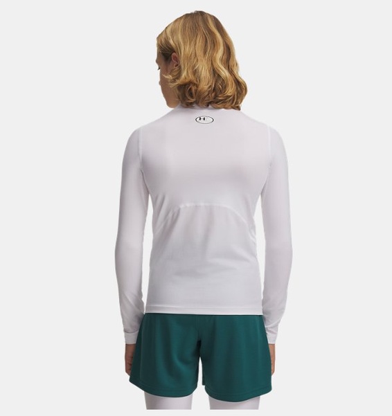 Beyaz Çocuk UA HeatGear Armour Mock Uzun Kollu T-shirt