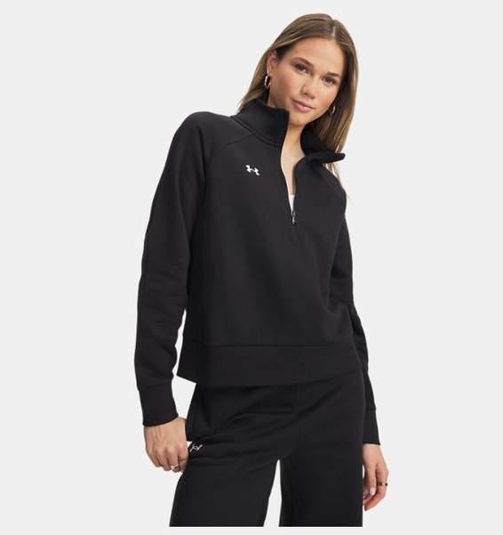 Siyah Kadın UA Rival Fleece Yarım Fermuarlı Sweatshirt