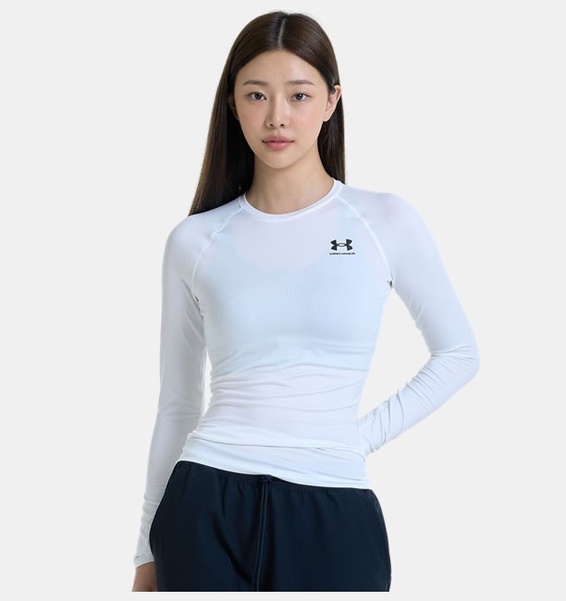 Beyaz Kadın UA HeatGear Authentics Compression Uzun Kollu T-shirt
