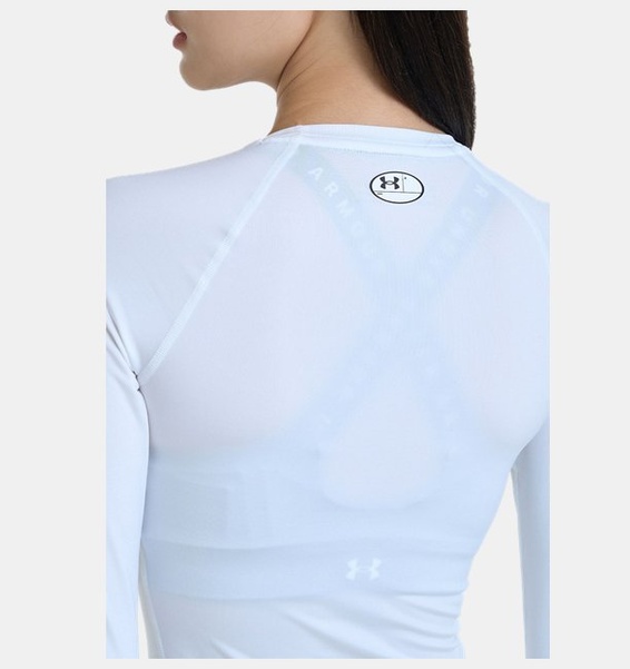 Beyaz Kadın UA HeatGear Authentics Compression Uzun Kollu T-shirt