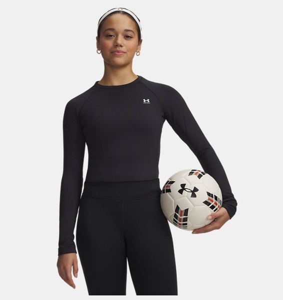 Siyah Kadın UA ColdGear Authentics Bisiklet Yaka Uzun Kollu T-shirt