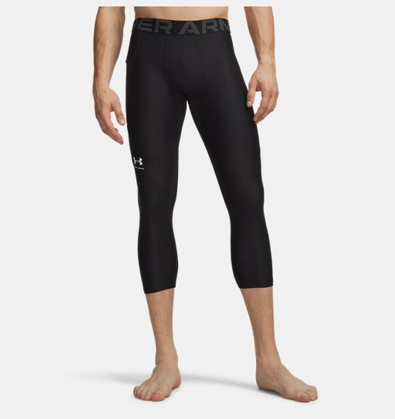 Siyah Erkek UA HeatGear Armour 3/4 Tayt