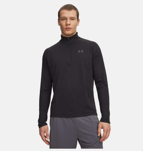 Siyah Erkek UA Tech 2.0 1/2 Fermuarlı Uzun Kollu T-shirt