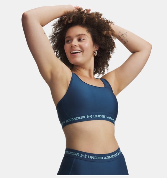 Mavi Kadın UA Crossback Mid Spor Sütyeni