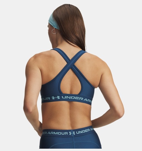 Mavi Kadın UA Crossback Mid Spor Sütyeni