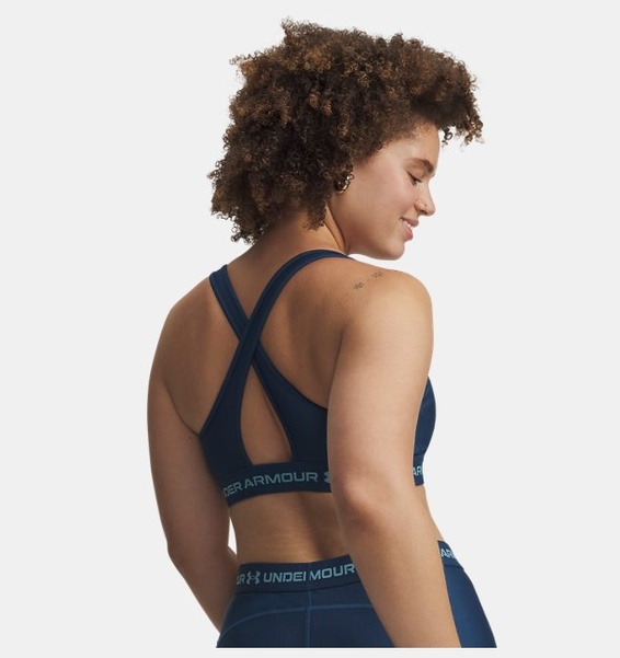 Mavi Kadın UA Crossback Mid Spor Sütyeni