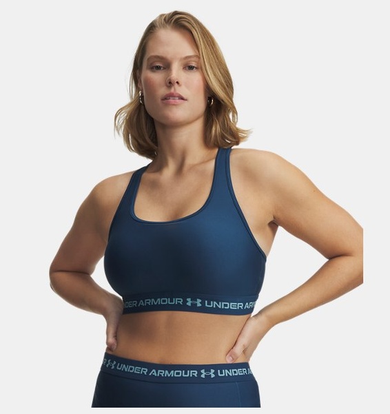 Mavi Kadın UA Crossback Mid Spor Sütyeni