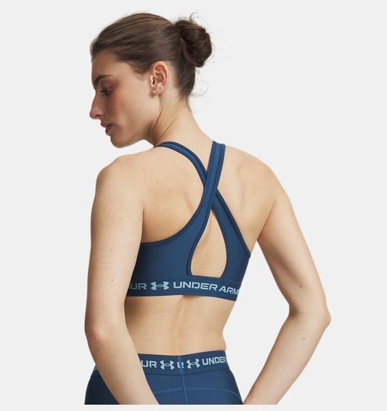 Mavi Kadın UA Crossback Mid Spor Sütyeni