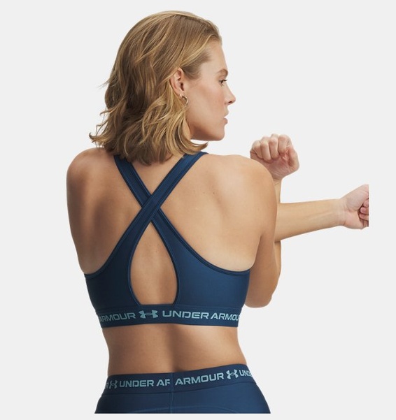 Mavi Kadın UA Crossback Mid Spor Sütyeni