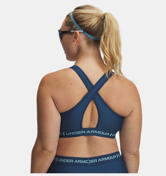 Mavi Kadın UA Crossback Mid Spor Sütyeni
