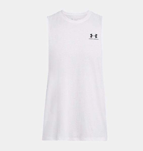 Beyaz Erkek UA Left Chest Cut Off Atlet