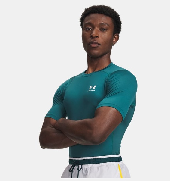 Yeşil Erkek UA HeatGear Armour Compression Kısa Kollu T-shirt