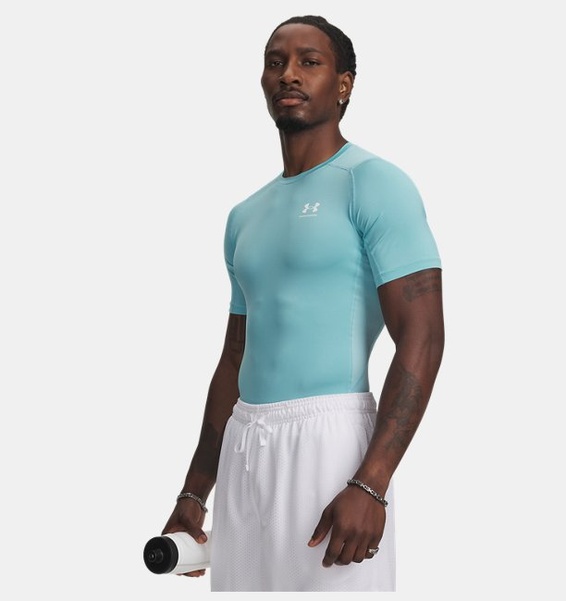 Mavi Erkek UA HeatGear Armour Compression Kısa Kollu T-shirt