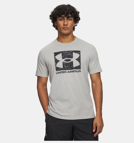 Gri Erkek UA ABC Camo Boxed Logo Kısa Kollu T-shirt