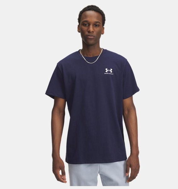 Lacivert Erkek UA LOGO EMB Heavyweight Kısa Kollu T-shirt