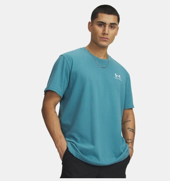 Mavi Erkek UA LOGO EMB Heavyweight Kısa Kollu T-shirt