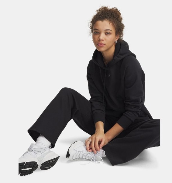 Siyah Kadın UA Rival Fleece Straight  Eşofman Altı