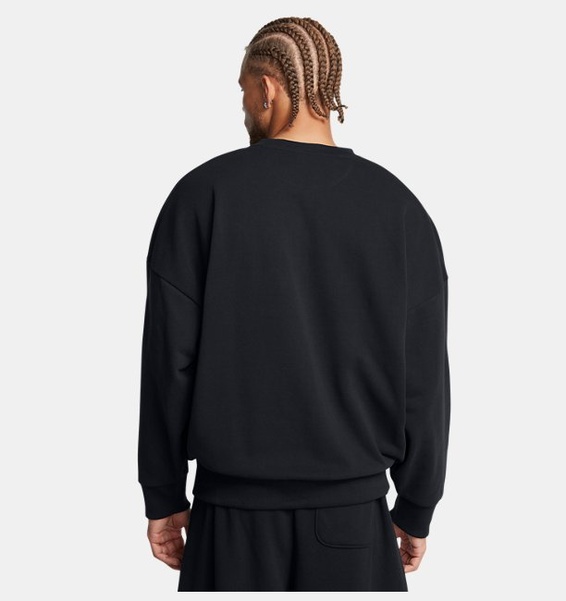 Siyah Erkek UA Icon Heavyweight Terry Oversized Bisiklet Yaka Sweatshirt