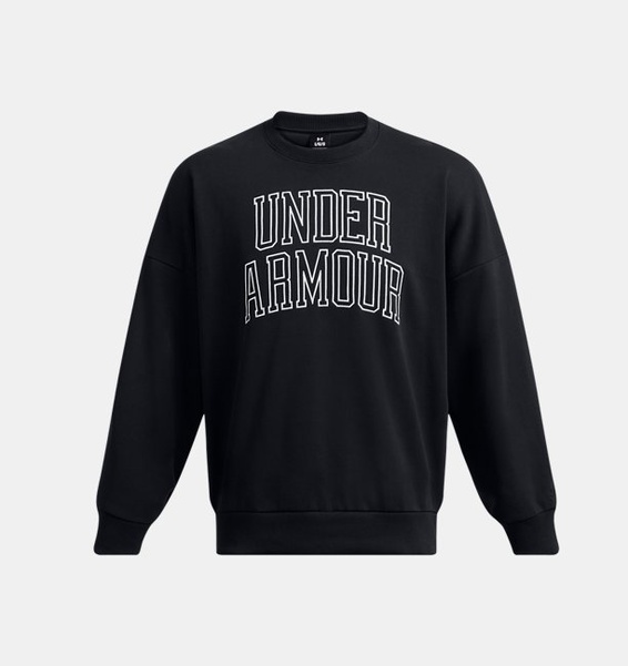 Siyah Erkek UA Icon Heavyweight Terry Oversized Bisiklet Yaka Sweatshirt