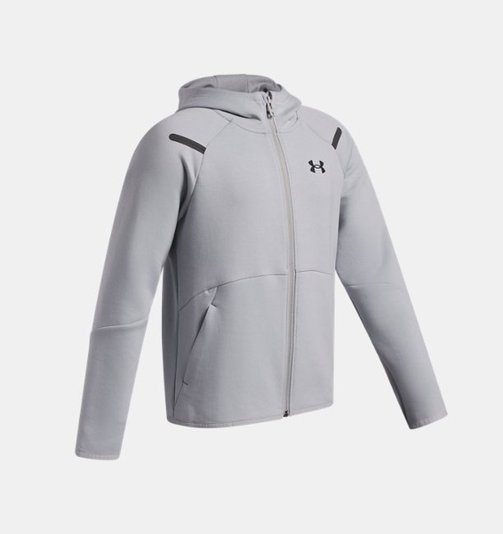 Gri Çocuk UA Unstoppable Fleece Tam Fermuarlı Sweatshirt