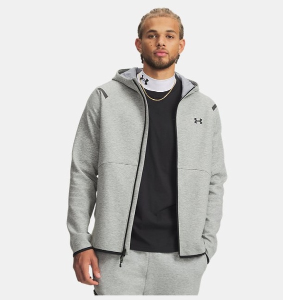 Gri Erkek UA Unstoppable Fleece Tam Fermuarlı HD EU Sweatshirt