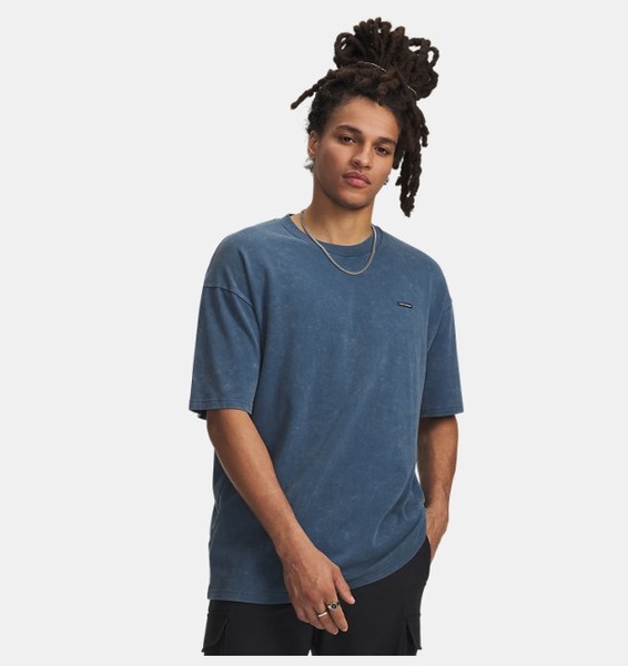 Mavi Erkek UA Heavyweight Oversized Logo Wash Kısa Kollu T-shirt