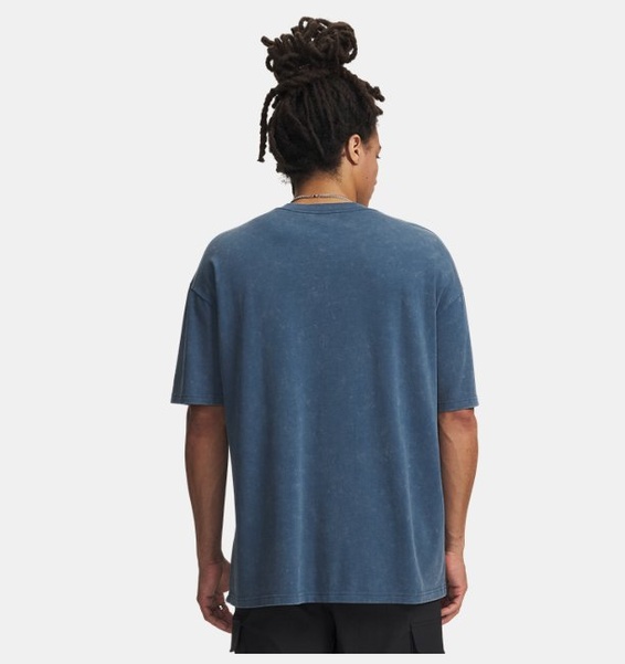 Mavi Erkek UA Heavyweight Oversized Logo Wash Kısa Kollu T-shirt