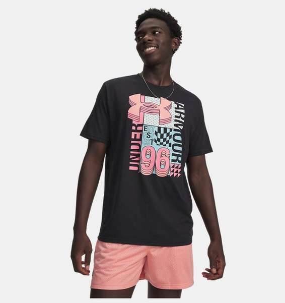 Siyah Erkek UA Logo Kolej Kısa Kollu T-Shirt