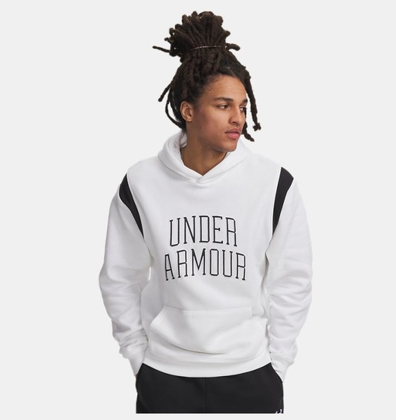 Beyaz Erkek UA Rival Fleece Novelty Kapüşonlu Sweatshirt