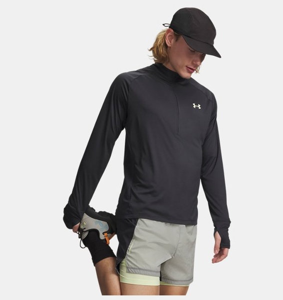 Antrasit Erkek UA Explor Trail Run Yarım Fermuarlı Uzun Kollu T-Shirt