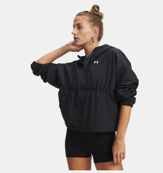 Siyah Kadın UA Rival Woven Bungee Fermuarlı Ceket