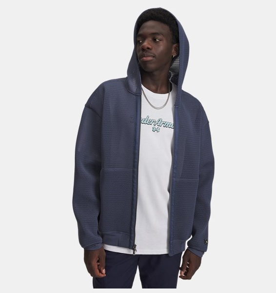 Gri Erkek UA Mesh Kapüşonlu Sweatshirt