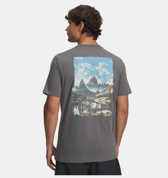 Yeşil Erkek UA Mountain Photoreal Kısa Kollu T-Shirt