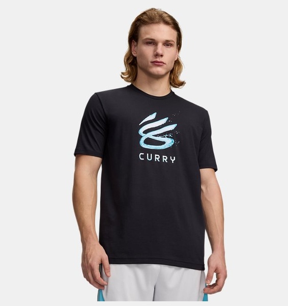Siyah Erkek UA Curry Splash Wordmark T-Shirt
