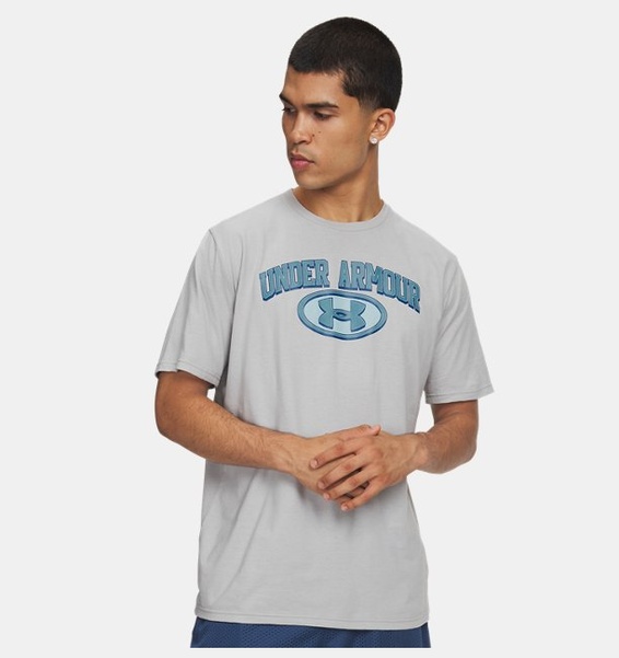 Gri Erkek UA Wordmark Locker Tag Kısa Kollu T-Shirt