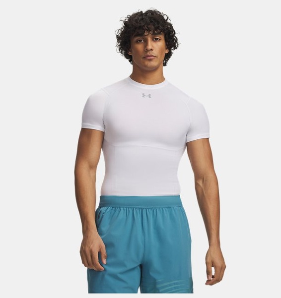 Beyaz Erkek UA HG Elite Compression Kısa Kollu T-Shirt