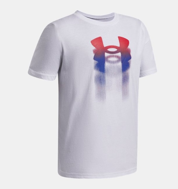 Beyaz Erkek Çocuk UA Logo Blur Kısa Kollu T-Shirt