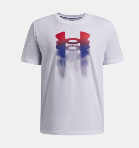 Beyaz Erkek Çocuk UA Logo Blur Kısa Kollu T-Shirt