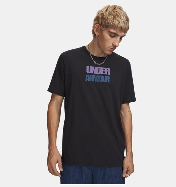 Siyah Erkek UA Block Logo Kısa Kollu T-Shirt