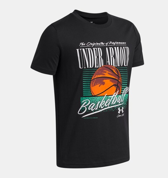 Siyah Çocuk UA Basketbol Kısa Kollu T-Shirt