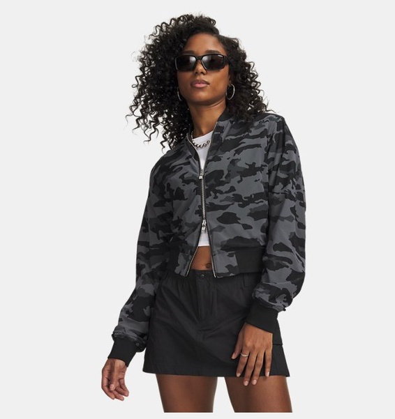 Gri Kadın UA Unstoppable Mesh Camo Bomber Ceket