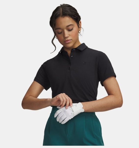 Siyah Kadın UA Drive Kısa Kollu Polo T-Shirt