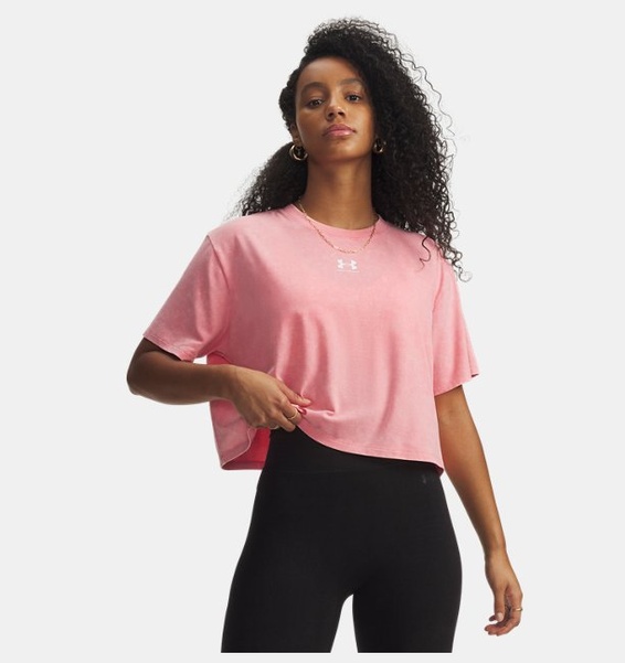 Pembe Kadın UA Rival Boxy Wash T-Shirt