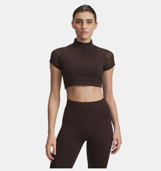 Kahverengi Kadın UA Vanish Elite Crop Kısa Kollu T-Shirt