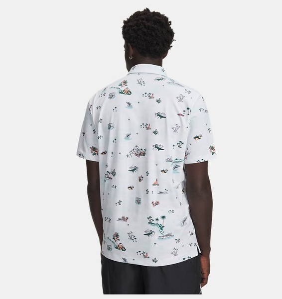 Beyaz Erkek UA Drive Golf Trip Baskılı Polo T-Shirt